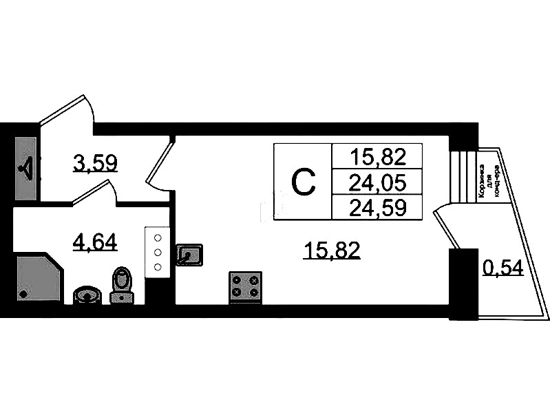 Квартира студия 24.59 м², 8/11 эт., ЖК «VEREN NORT Сертолово»